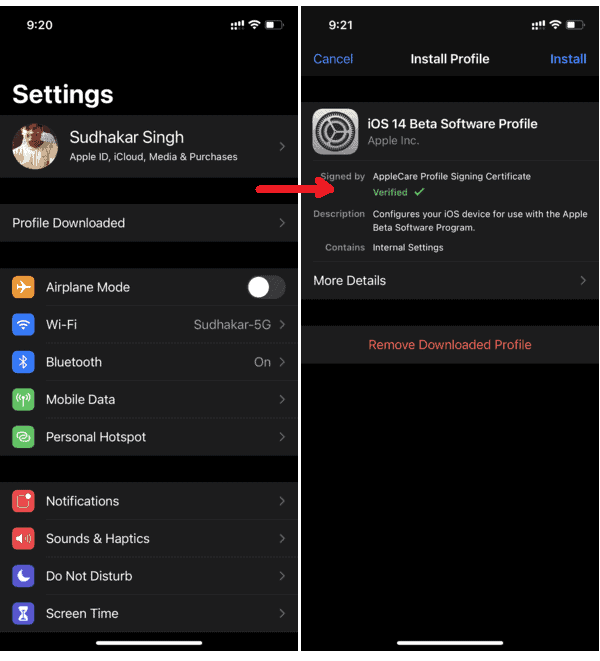 ipad beta profile