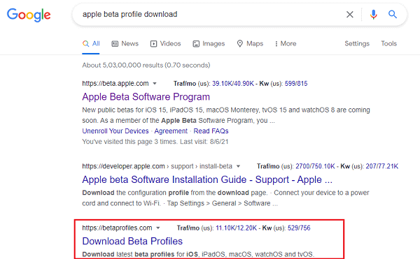 betaprofile apple