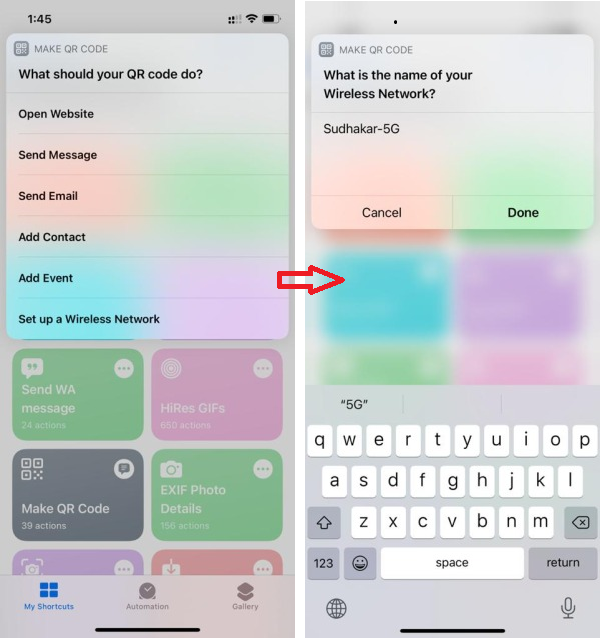 iPhone Shortcuts-QR-Code-Generator